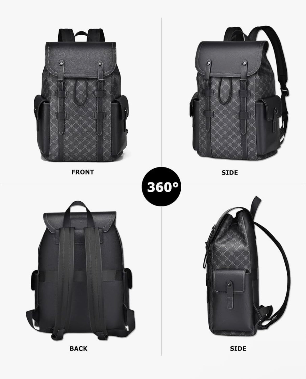 Fashion Men'S Functional Backpack, Shoulder Bag, Large Capacity Bag, Square Bag, Flip-Over Bag, Multi-Pocket, Scratch-Resistant