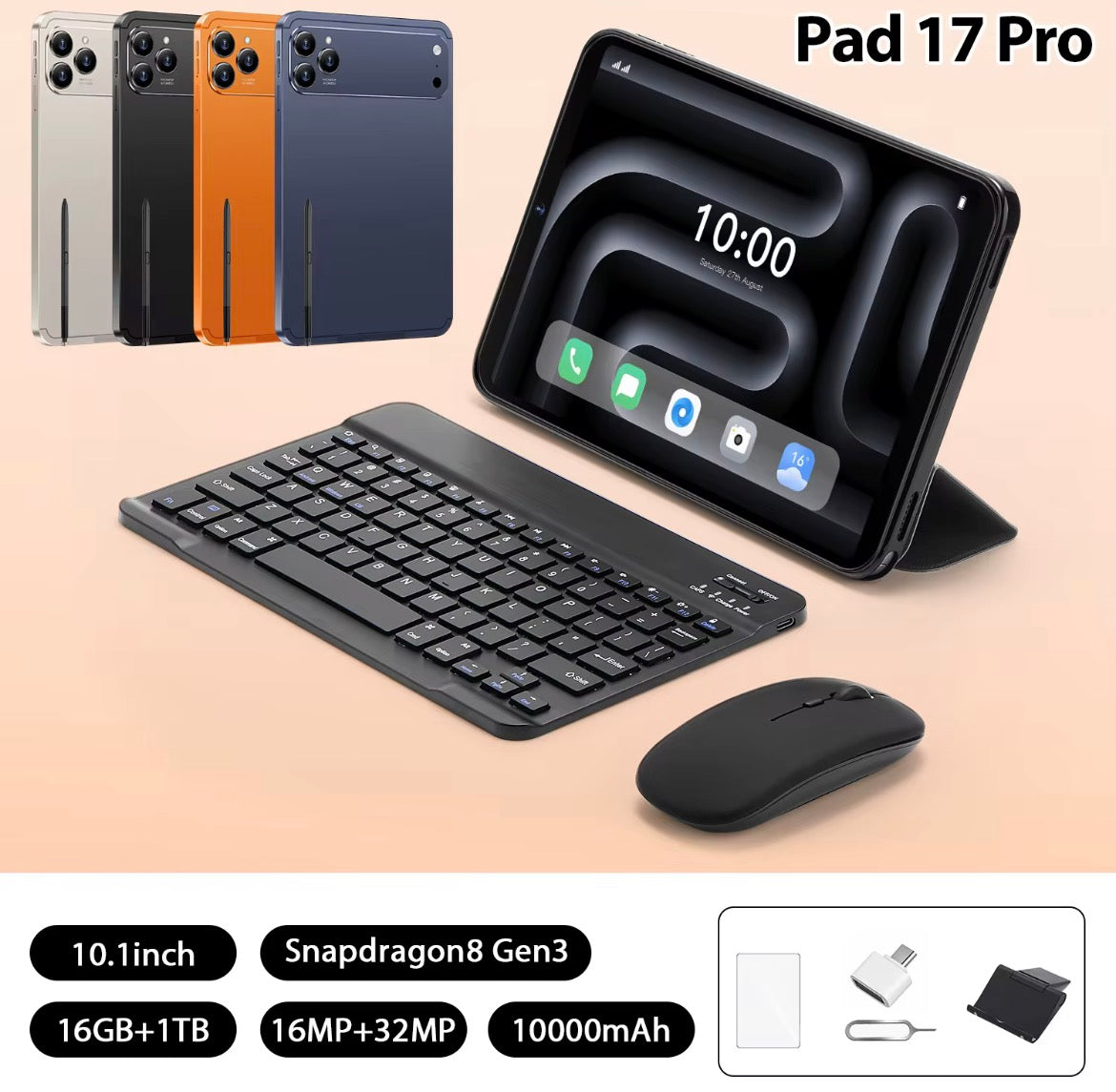 A17 Pro Max Tablet PC 16GB RAM 10.1 inch 4000mAh Battery Dual WiFi GPS Bluetooth Tablet