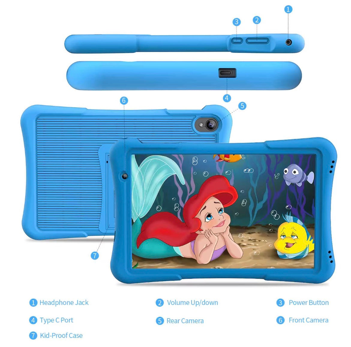 7 Inch Kids Tablet, Security Eye Screen, Wifi, 1GB RAM 16GB ROM, Dual Camera, Educational Games, Parental Control APP, Android Tablet, Tablet with Drop-Proof Silicone Cover, Tablet, Pad Blue- Pink