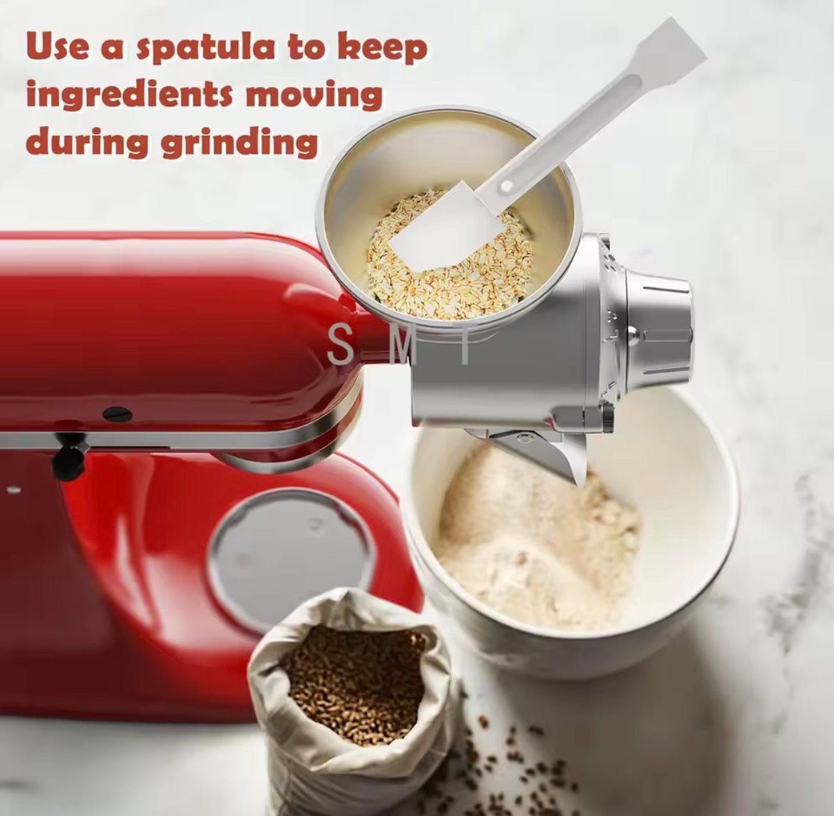 Grain Mill Attachment for KitchenAid Stand Mixer, All Metal 9 Levels Flour Mill for KitchenAid, Suitable for Fully Dried Low-Moisture, Low-Oil Grains, Grain Corn, Millet, Wheat