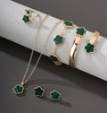 5 Pcs Set Jewelry Stainless Steel Five Leaf Clover 316L Bracelets For Women Elegance French Niche Necklaces Bracelets Earrings