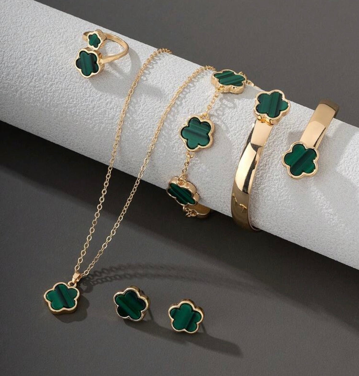 5 Pcs Set Jewelry Stainless Steel Five Leaf Clover 316L Bracelets For Women Elegance French Niche Necklaces Bracelets Earrings