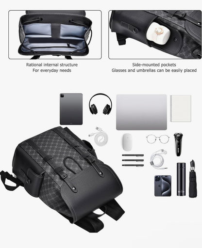 Fashion Men'S Functional Backpack, Shoulder Bag, Large Capacity Bag, Square Bag, Flip-Over Bag, Multi-Pocket, Scratch-Resistant