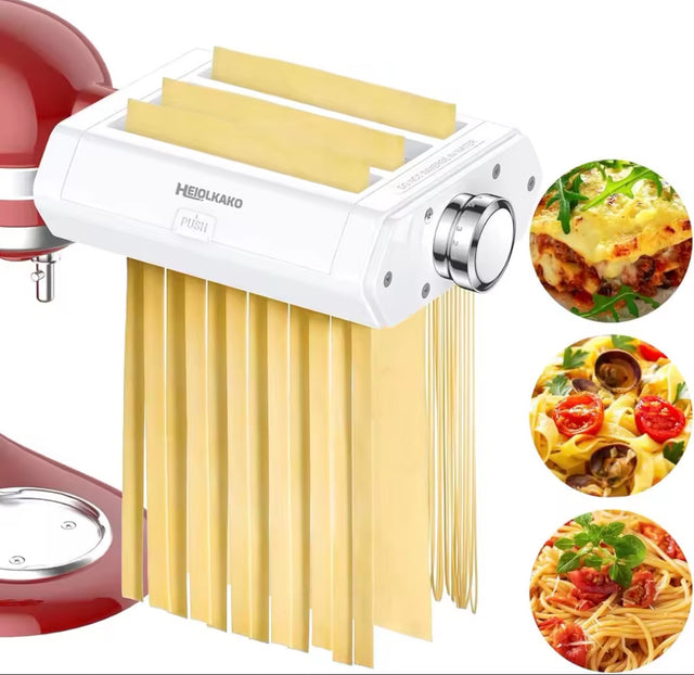 Stainless Steel Pasta Maker Attachment for Stand Mixers - 3-in-1 Noodle Making Kit, Perfect for Homemade Spaghetti & Fettuccine