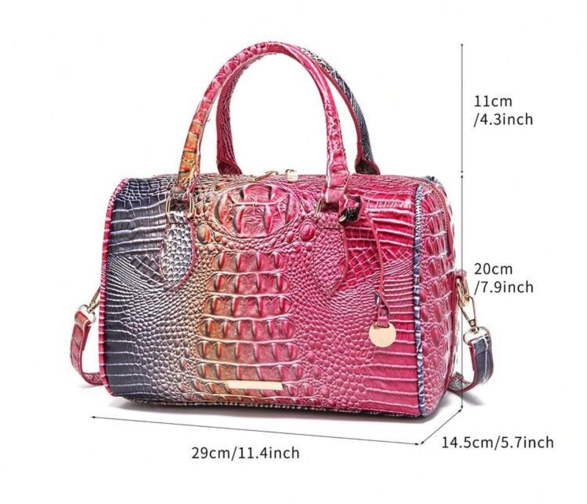 Crocodile Handbag for Women Top Handle Leather Shoulder Purse
