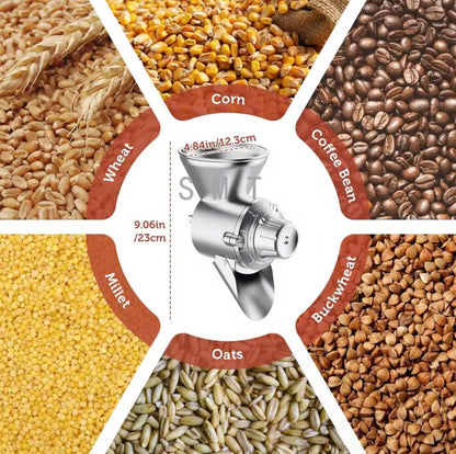 Grain Mill Attachment for KitchenAid Stand Mixer, All Metal 9 Levels Flour Mill for KitchenAid, Suitable for Fully Dried Low-Moisture, Low-Oil Grains, Grain Corn, Millet, Wheat