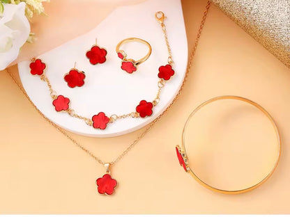 Clover Red Jewelry Set