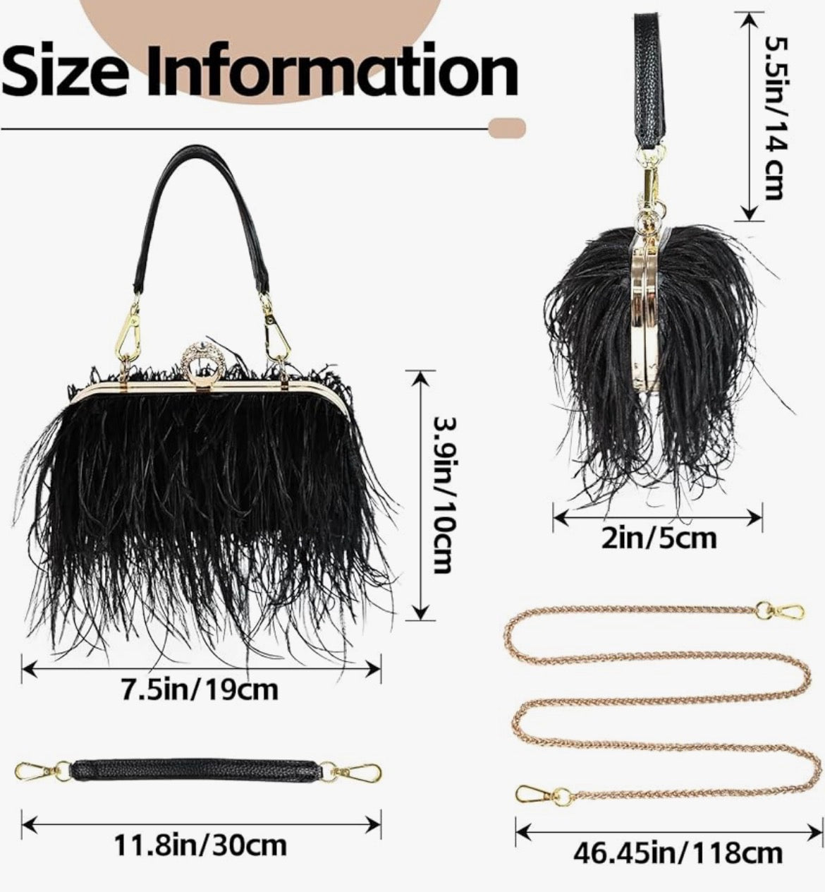 Women Tote Bag Fluffy Purse Clutch Feather Evening Handbag for Wedding