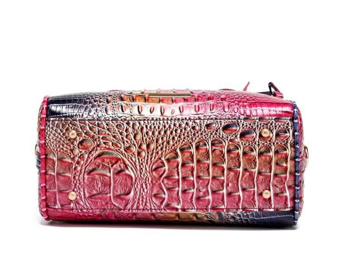 Crocodile Handbag for Women Top Handle Leather Shoulder Purse