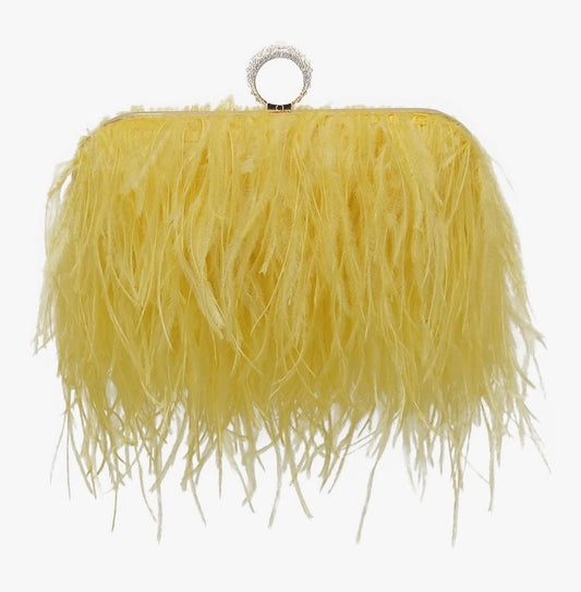 Women Feather Clutch Purse Shoulder Crossbody Bag Evening Handbags
