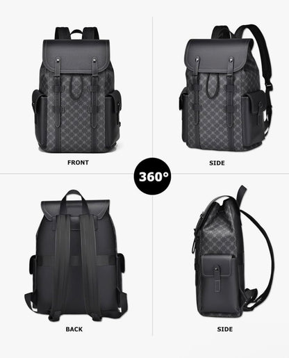 Fashion Men'S Functional Backpack, Shoulder Bag, Large Capacity Bag, Square Bag, Flip-Over Bag, Multi-Pocket, Scratch-Resistant