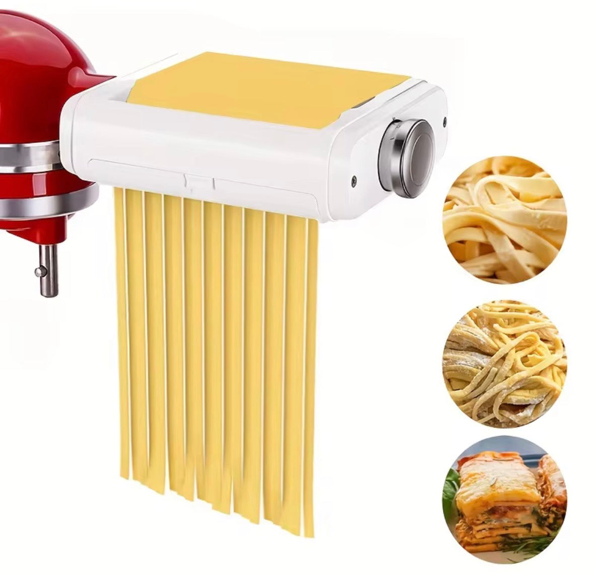 Stainless Steel Pasta Maker Attachment for Stand Mixers - 3-in-1 Noodle Making Kit, Perfect for Homemade Spaghetti & Fettuccine