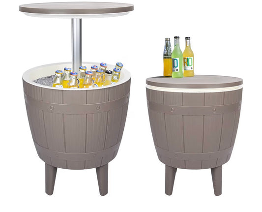 Outdoor Cooler Table - 10 Gal Adjustable Height Patio Furniture with Cool Bar for Party, Beer, Wine, Beverage - Pool Deck and Garden Decor
