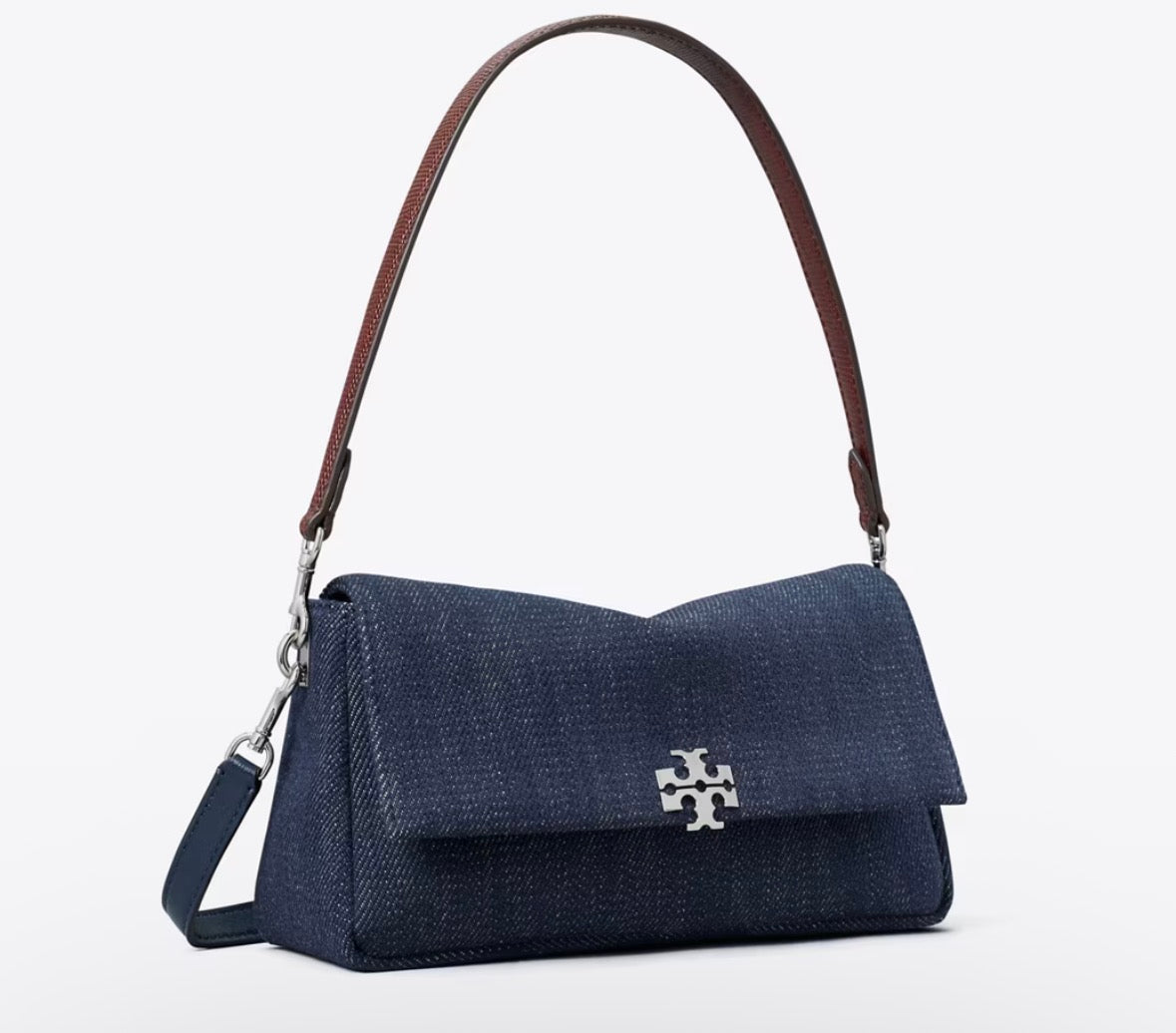Tory Burch SMALL CHARLIE DENIM SHOULDER BAG