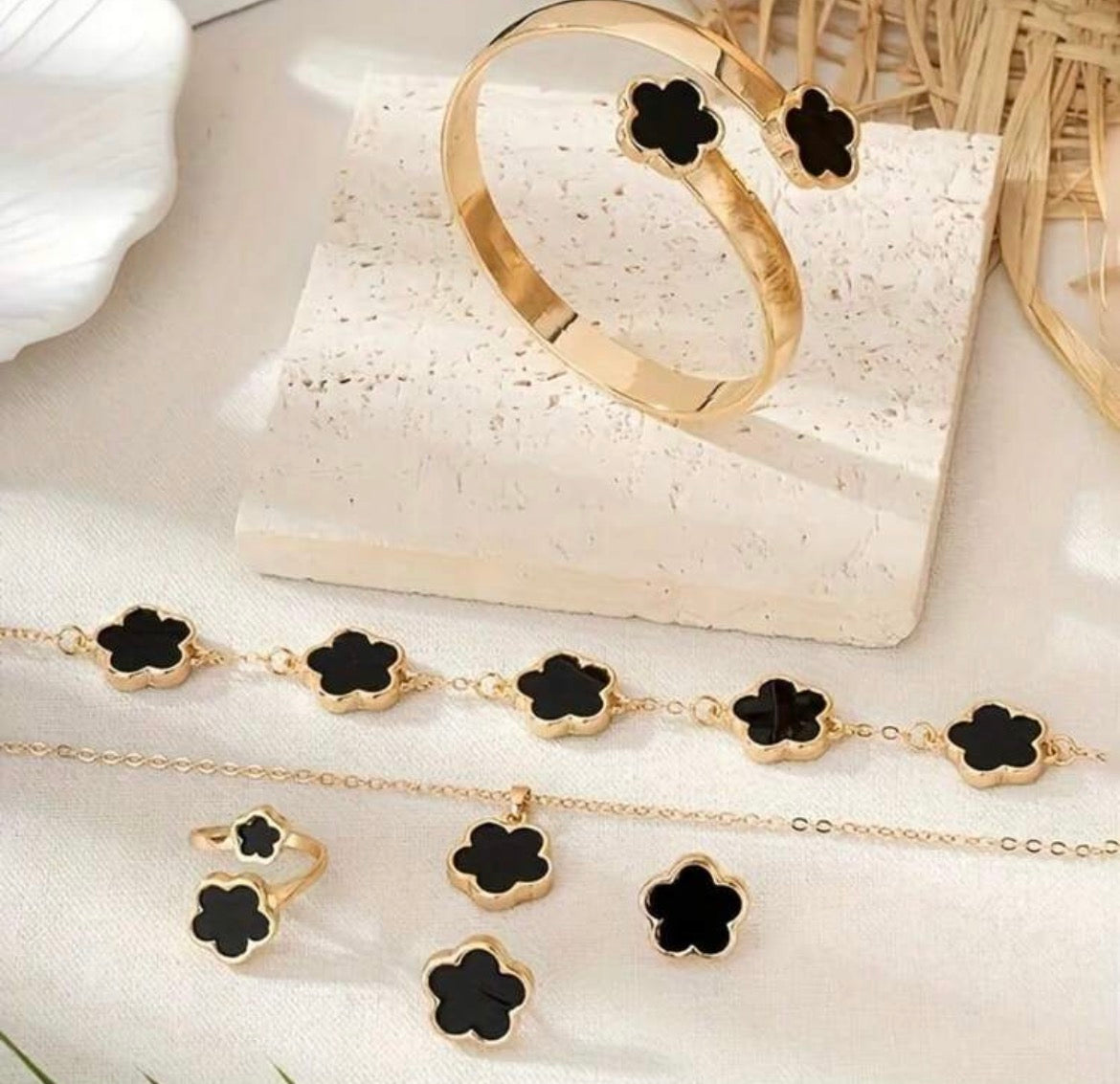 5 Pcs Set Jewelry Stainless Steel Five Leaf Clover