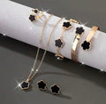 5 Pcs Set Jewelry Stainless Steel Five Leaf Clover