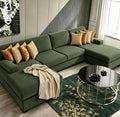 U-Shaped Sectional Couches for Living Room, 108" Modern Sectional Couch with Double Chaise, Green Velvet Chenille,