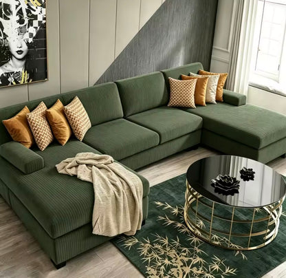 U-Shaped Sectional Couches for Living Room, 108" Modern Sectional Couch with Double Chaise, Green Velvet Chenille,