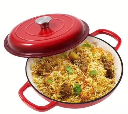 Enamelled Cast Iron Dutch Oven Pot – Dutch Oven For Sourdough Bread Baking – Cast Iron Bread Pot – Red, 3 Quarts, 26cm