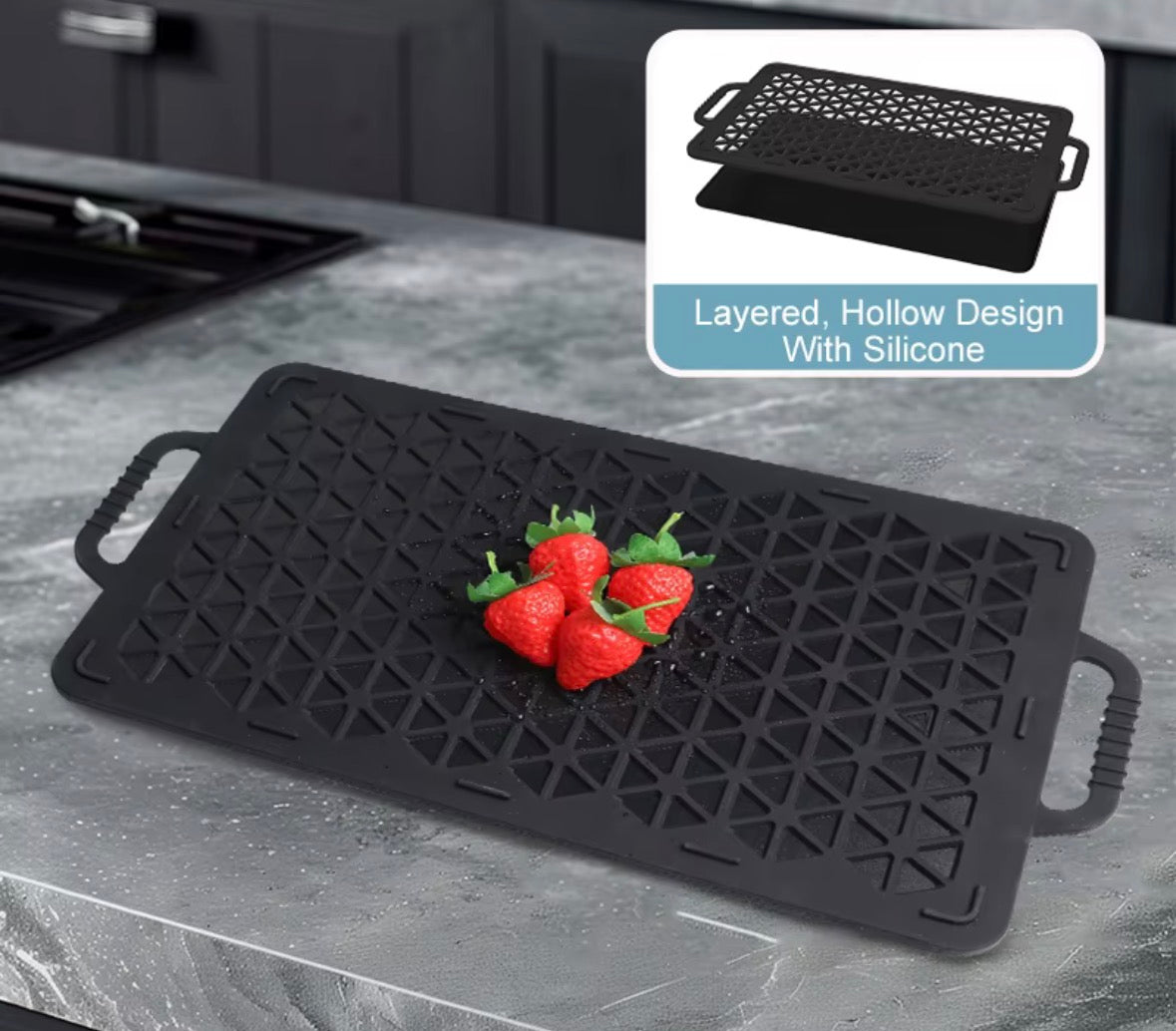 Defrosting Tray for Frozen Meat Rapid and Safer - Thawing Tray for Frozen Meat with Drip - Natural Heating Defroster Miracle Thaw Large Size Upgrades 6mm