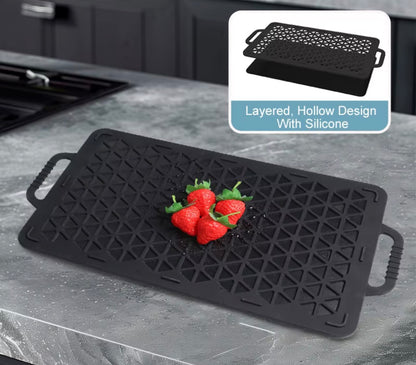 Defrosting Tray for Frozen Meat Rapid and Safer - Thawing Tray for Frozen Meat with Drip - Natural Heating Defroster Miracle Thaw Large Size Upgrades 6mm