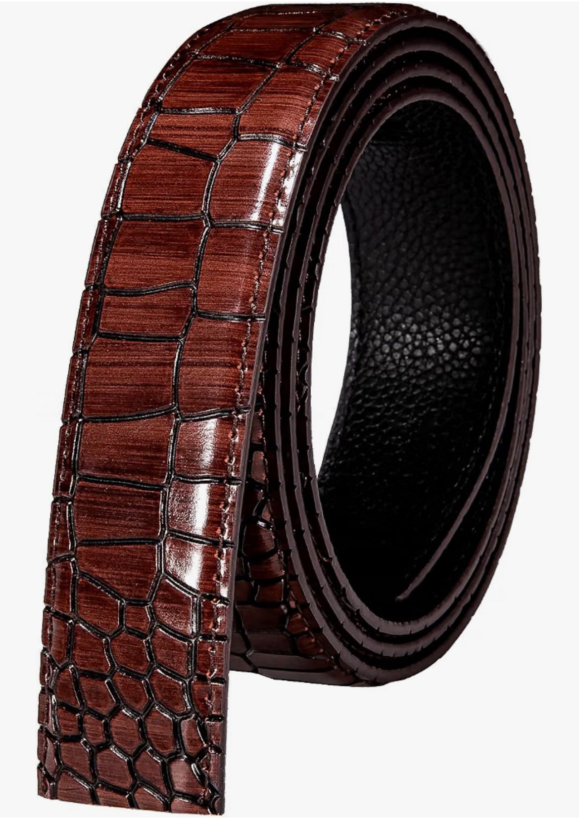 Mens Ratchet Belt Gold Click Buckle Adjustable Leather Belts