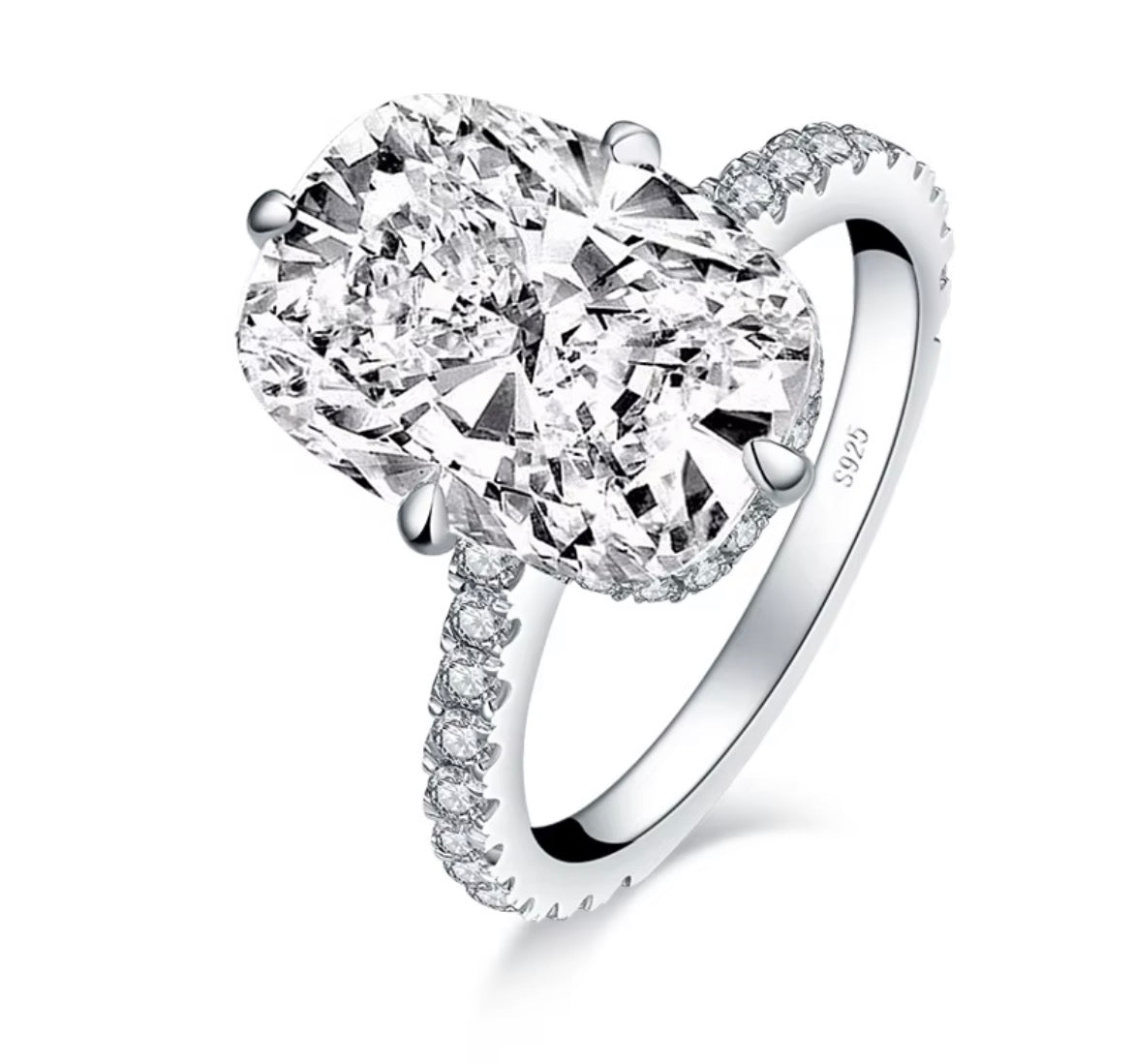 4 Carat Rectangular Moissanite Diamond Ring, Elegant 925 Sterling Silver Engagement