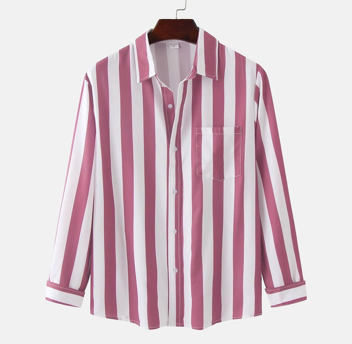 Striped Shirt for Men Long Sleeve Sprring Fall Casual Button Down Shirt Loose Fit Lightweight Retro Shirt