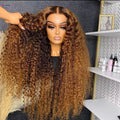 Brazilian Remy Hair Lace Front Wig Ombre Highlight Human Hair Wigs Blonde Wig Deep Wave 250% Density 13x4 HD Transparnet