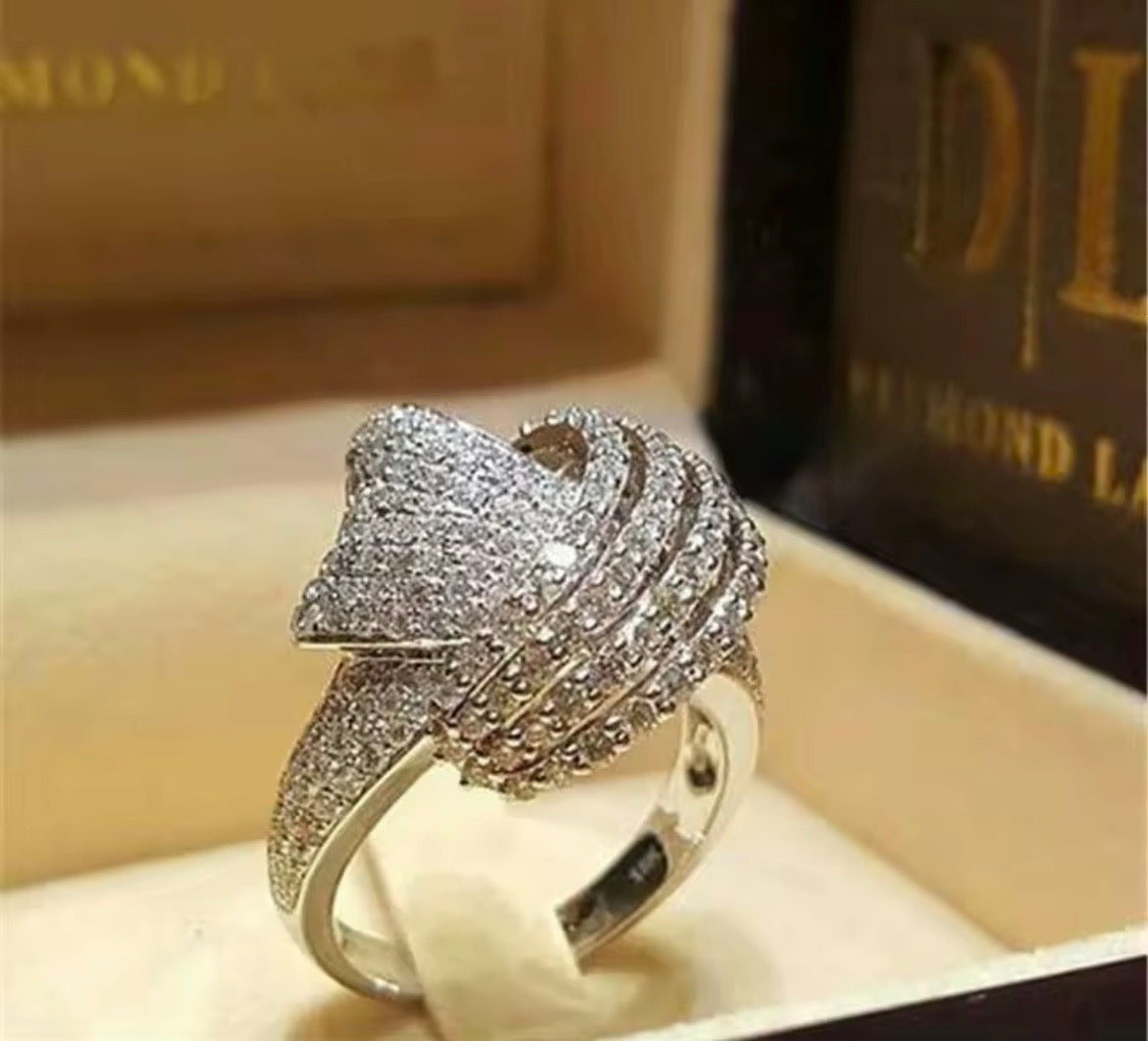 18k White Gold Plate Crystal Engagement Ring or Party Ring