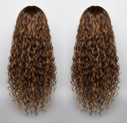 Brazilian Remy Hair Lace Front Wig Ombre Highlight Human Hair Wigs Blonde Wig Deep Wave 250% Density 13x4 HD Transparnet