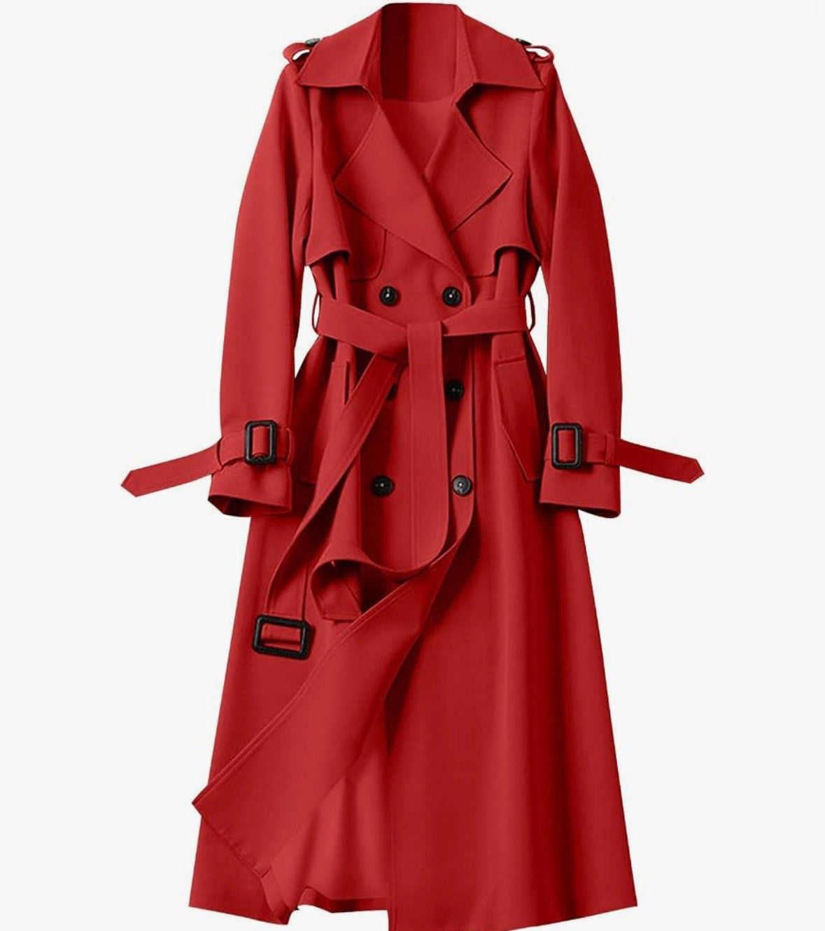 Trench Coat Women Long Double Breasted Jackets Classic Elegant Windproof Lapel Overcoat with Belt Fall Winter Outwear