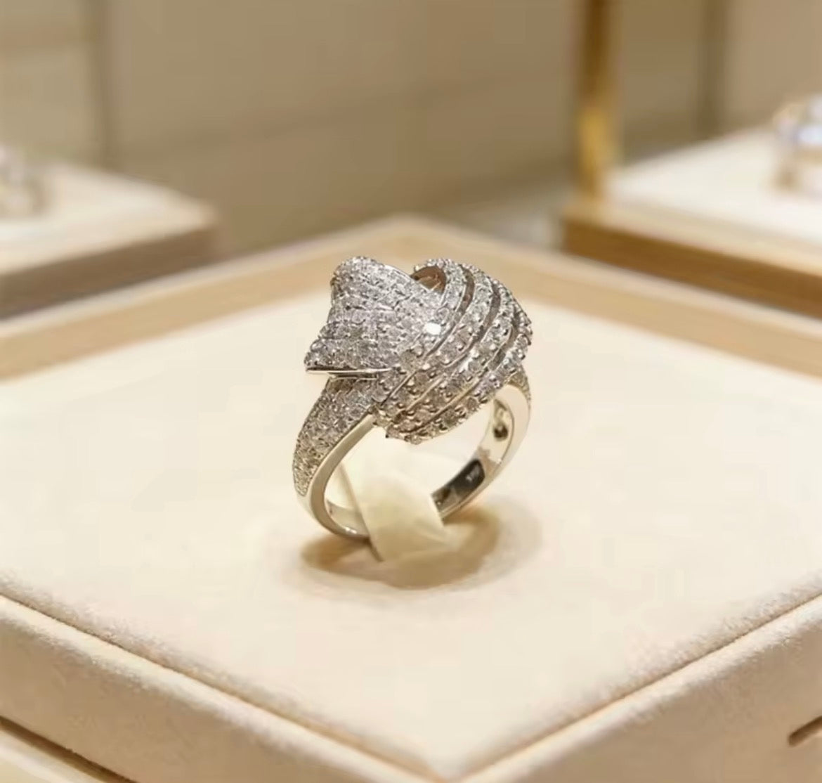 18k White Gold Plate Crystal Engagement Ring or Party Ring