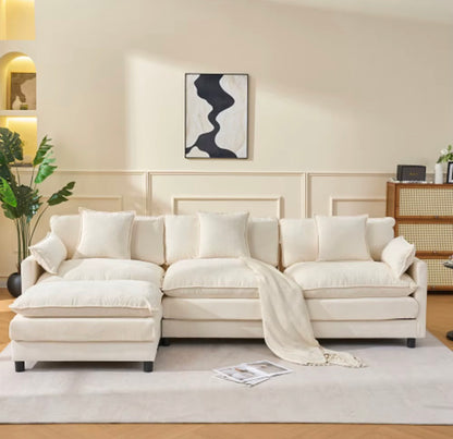 108" L Shaped Sectional Sofa, Modular Deep Seat with Detachable Ottoman | Oversized Cloud Couch Modular Sectional Sofa, Custom