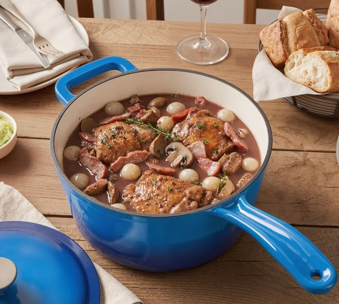 Cast Iron Dutch Oven Pot | Non-Stick Enameled Interior With Lid For Cooking, Stewing, Heavy-Duty & Even Heating, Easy To Clean