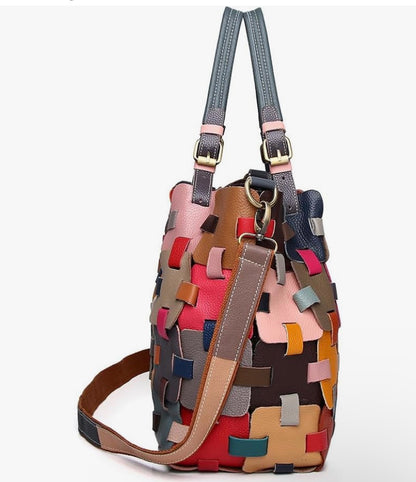 Ladies' bag, ethnic style, colorful European and American woven handbag, one shoulder crossbody beach bag, vegetable basket bag