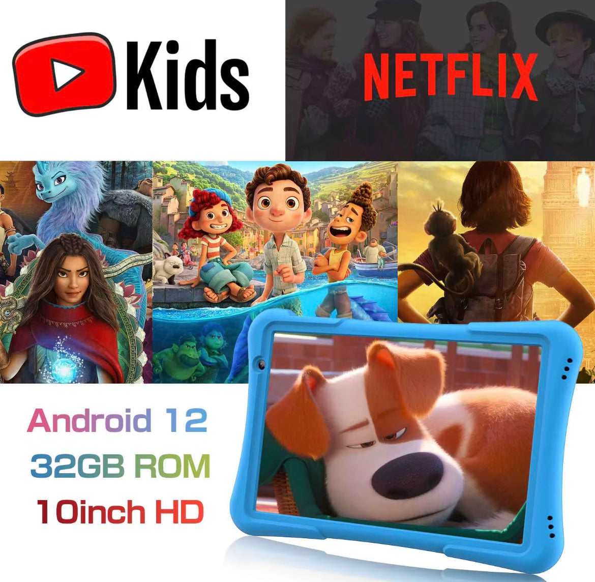 7 Inch Kids Tablet, Security Eye Screen, Wifi, 1GB RAM 16GB ROM, Dual Camera, Educational Games, Parental Control APP, Android Tablet, Tablet with Drop-Proof Silicone Cover, Tablet, Pad Blue- Pink