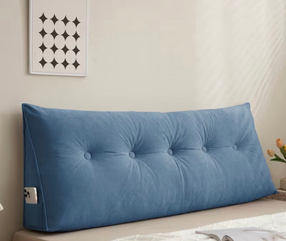 Wedge Headboard Pillow, Bed Backrest Reading Cushion, Large Sitting Support Pillow Back Pillow for Bed Sitting up (Blue, Queen)