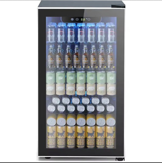 Mini Fridge 130Can Beverage Refrigerator Cooler Glass Door for Soda