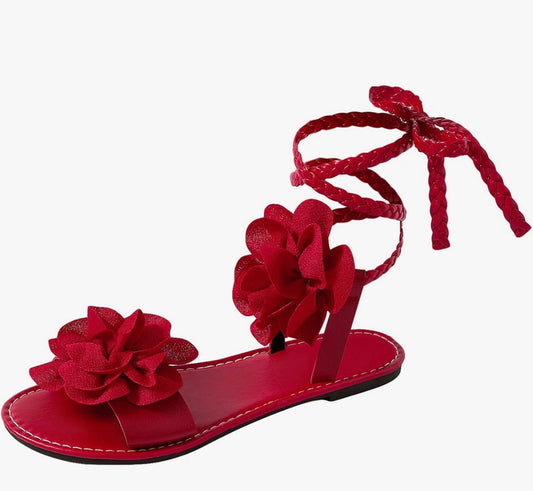 Women’s Lace Up Flat Sandals Open Toe Summer Beach Shoes