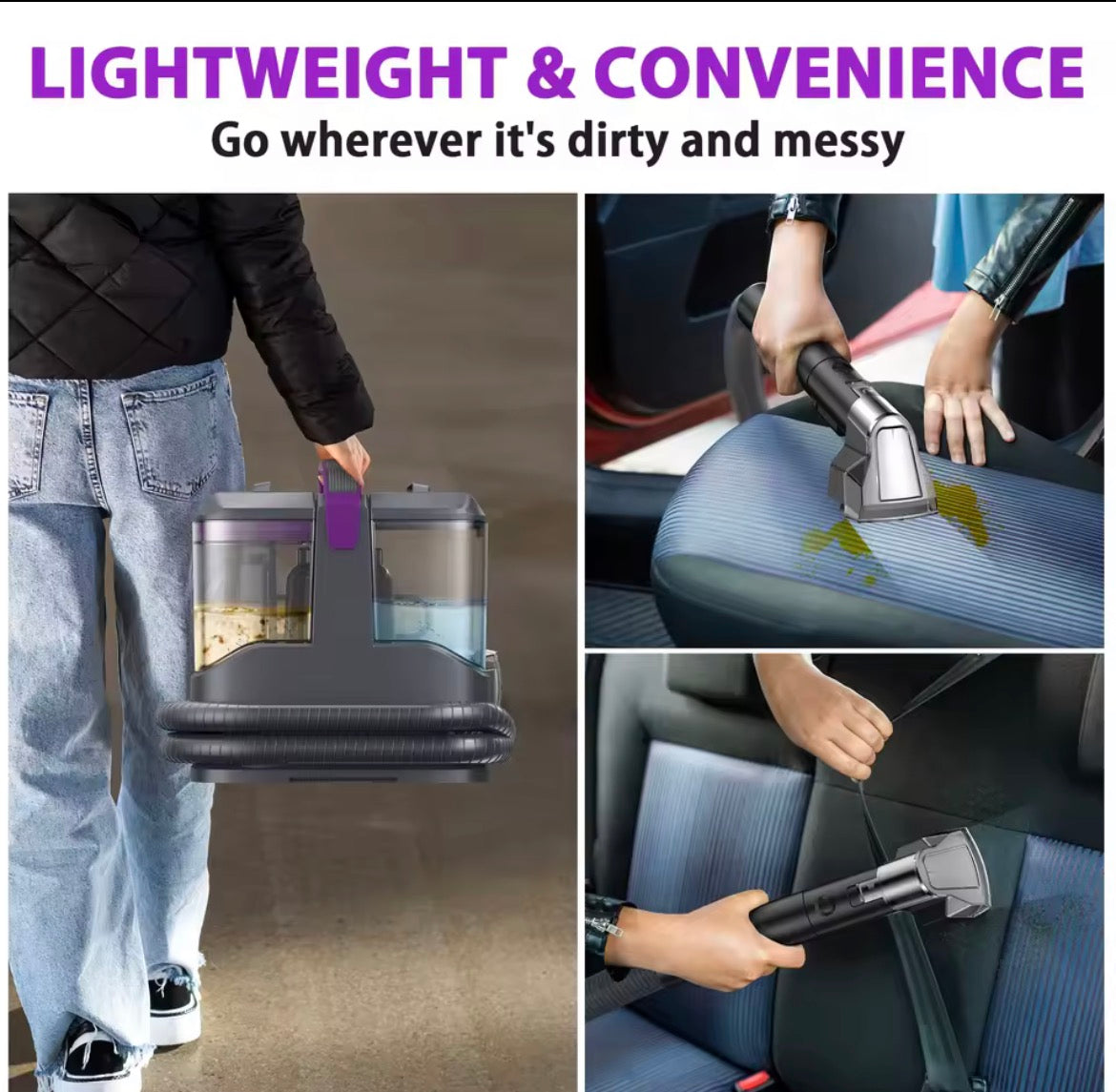 Portable Carpet & Upholstery Cleaner Machine, 15Kpa 13.5ft Corded Spot Cleaner for Carpet, Sofa, Car Seat