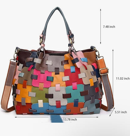 Ladies' bag, ethnic style, colorful European and American woven handbag, one shoulder crossbody beach bag, vegetable basket bag