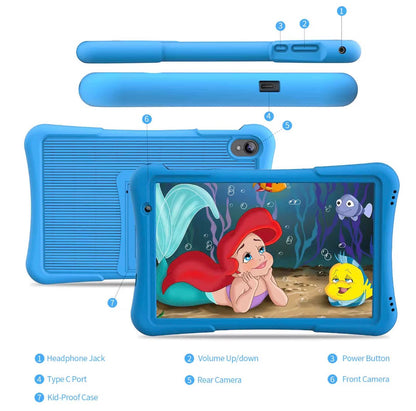 7 Inch Kids Tablet, Security Eye Screen, Wifi, 1GB RAM 16GB ROM, Dual Camera, Educational Games, Parental Control APP, Android Tablet, Tablet with Drop-Proof Silicone Cover, Tablet, Pad Blue- Pink