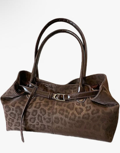 Leopard Print Shoulder Bag for Women, Trendy Cheetah Hobo Purse Cute Brown Handbags Retro