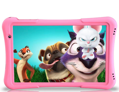 7 Inch Kids Tablet, Security Eye Screen, Wifi, 1GB RAM 16GB ROM, Dual Camera, Educational Games, Parental Control APP, Android Tablet, Tablet with Drop-Proof Silicone Cover, Tablet, Pad Blue- Pink