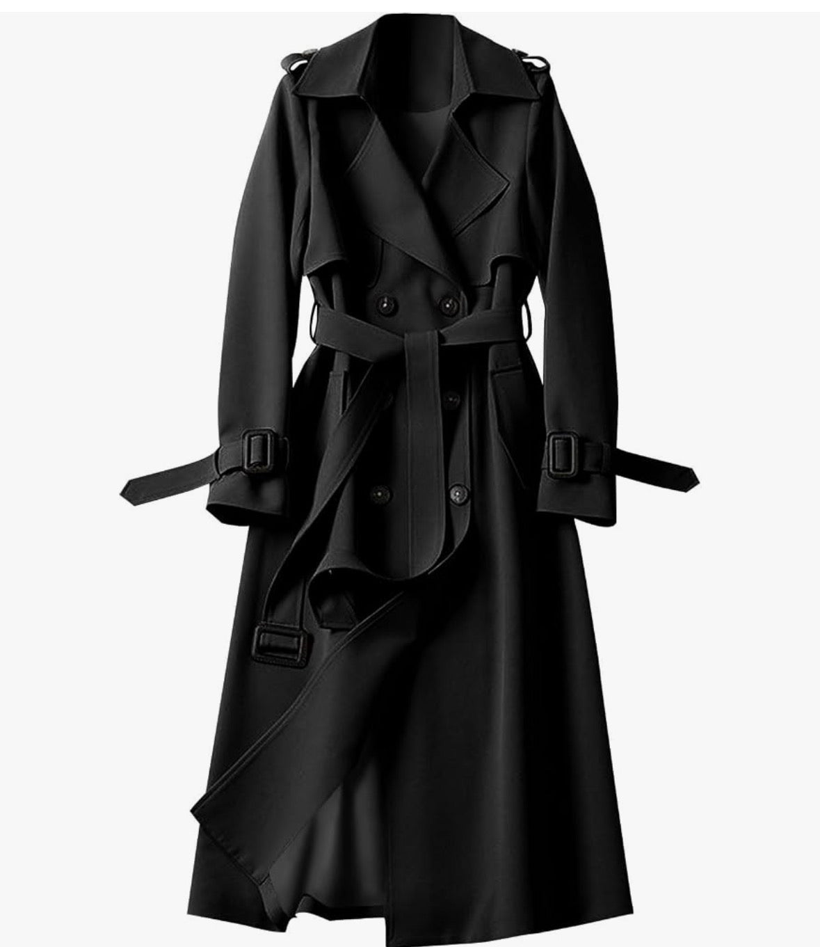 Trench Coat Women Long Double Breasted Jackets Classic Elegant Windproof Lapel Overcoat with Belt Fall Winter Outwear