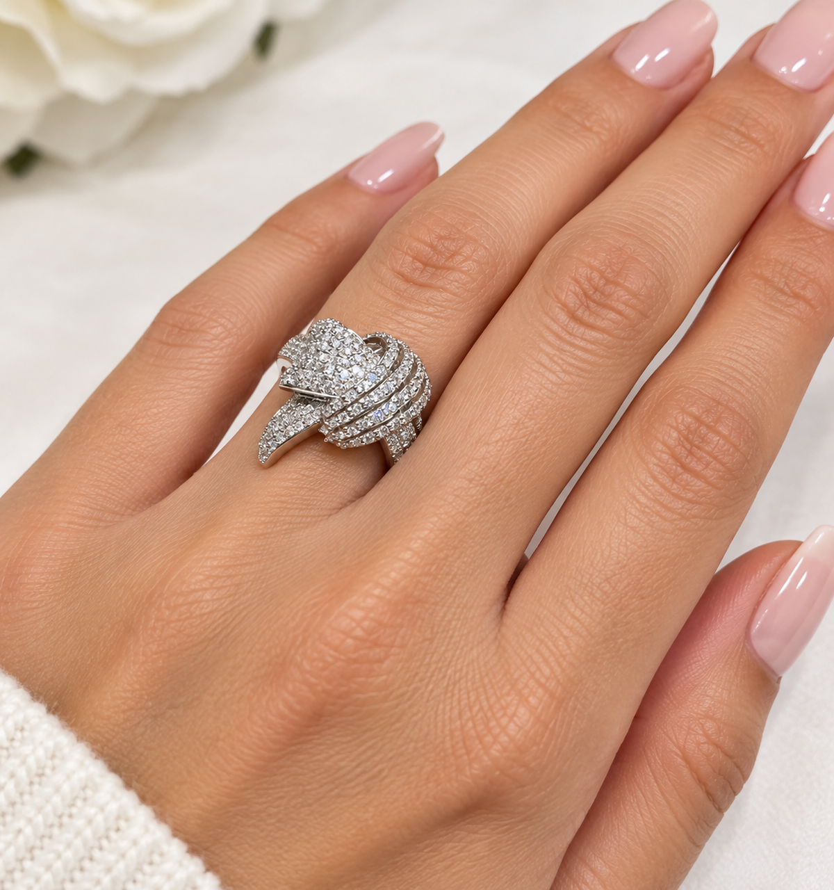 18k White Gold Plate Crystal Engagement Ring or Party Ring