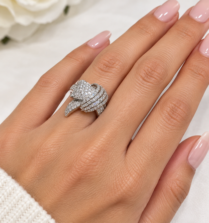 18k White Gold Plate Crystal Engagement Ring or Party Ring